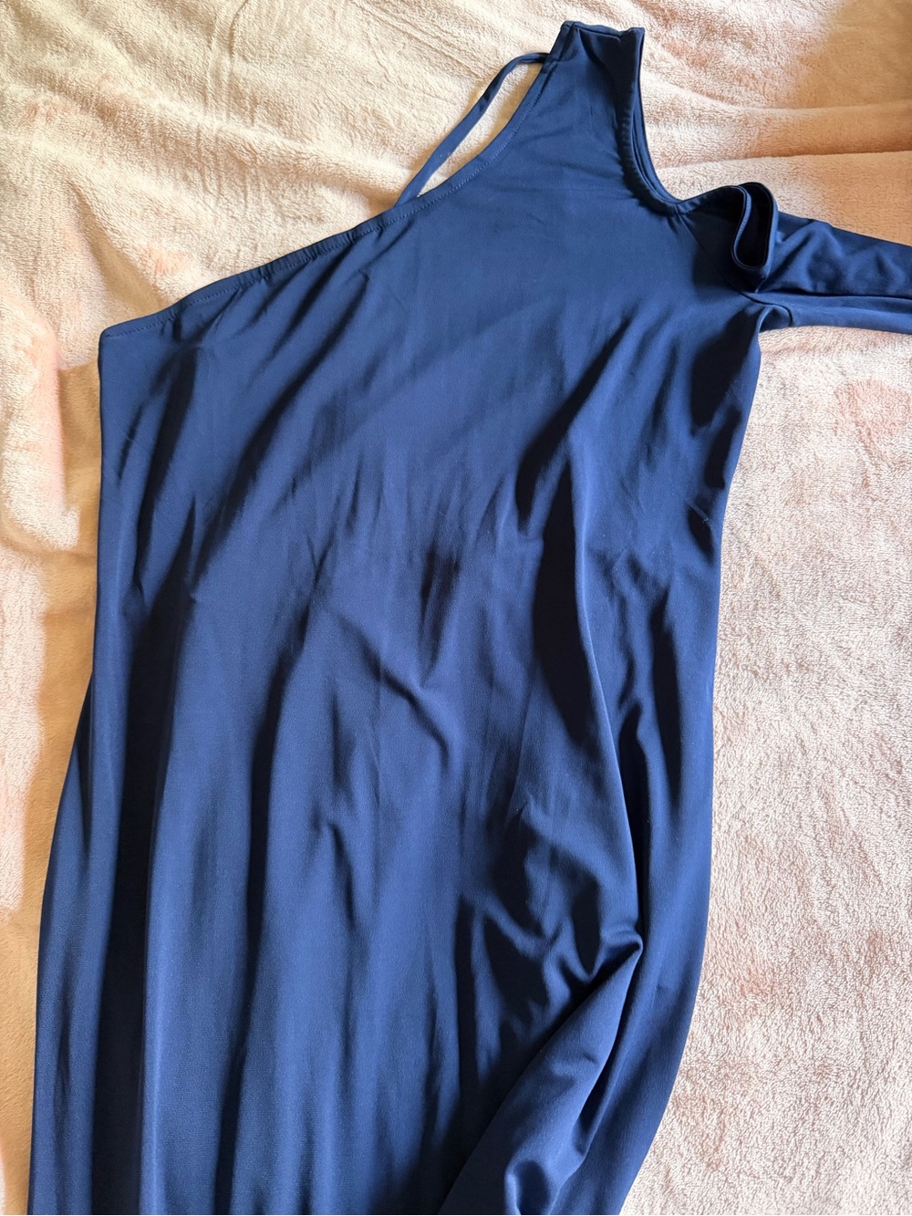 VENUS One-Shoulder Navy Blue Dress